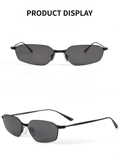 Fashion New Polygon Pure Titanium Outdoors Sun Protection Sunglasses High-quality Ultra Light Frame Support Prescription Lenses