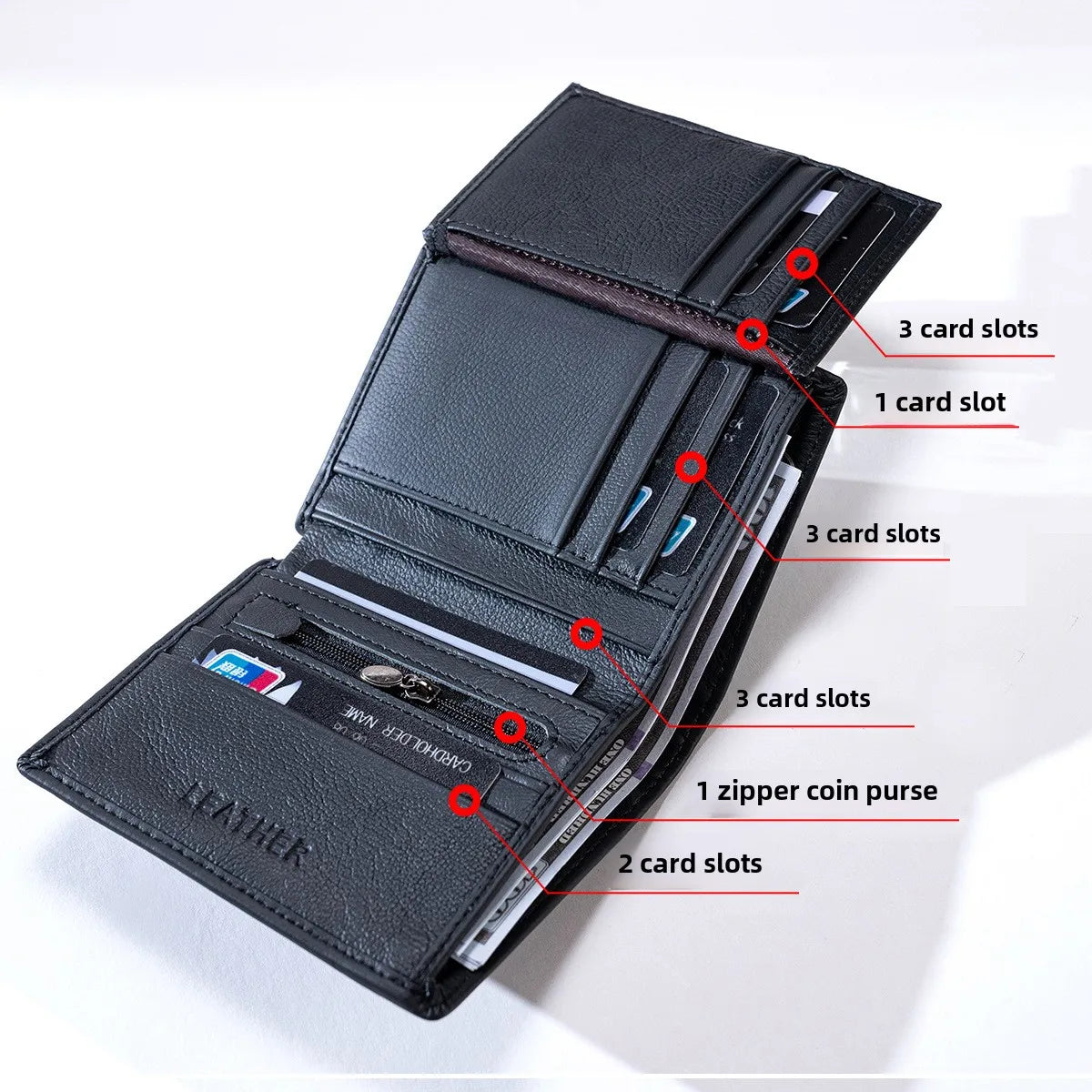 Men's Wallet Genuine Leather Wallets for Men Coin Purse Vintage Vertical Short Credit Card Holder Money Bag Men's RFID Wallet