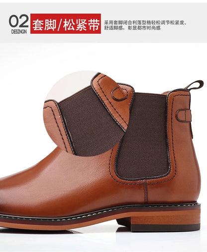 Brand Men's Chelsea Boots Genuine Cow Leather Handmade Boot Shoes Work Shoes For Formal Dress Wedding Business Party New