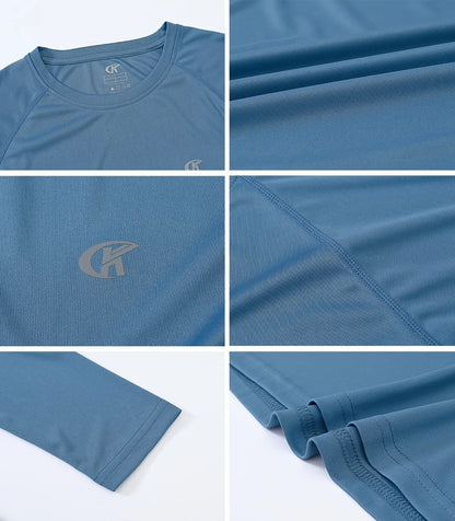 Men UPF 50+ Long Sleeve T-Shirt, Rash Guard Breathable Tops, Pullover Shirt for Sport Fishing Hiking Running Beach Surfing