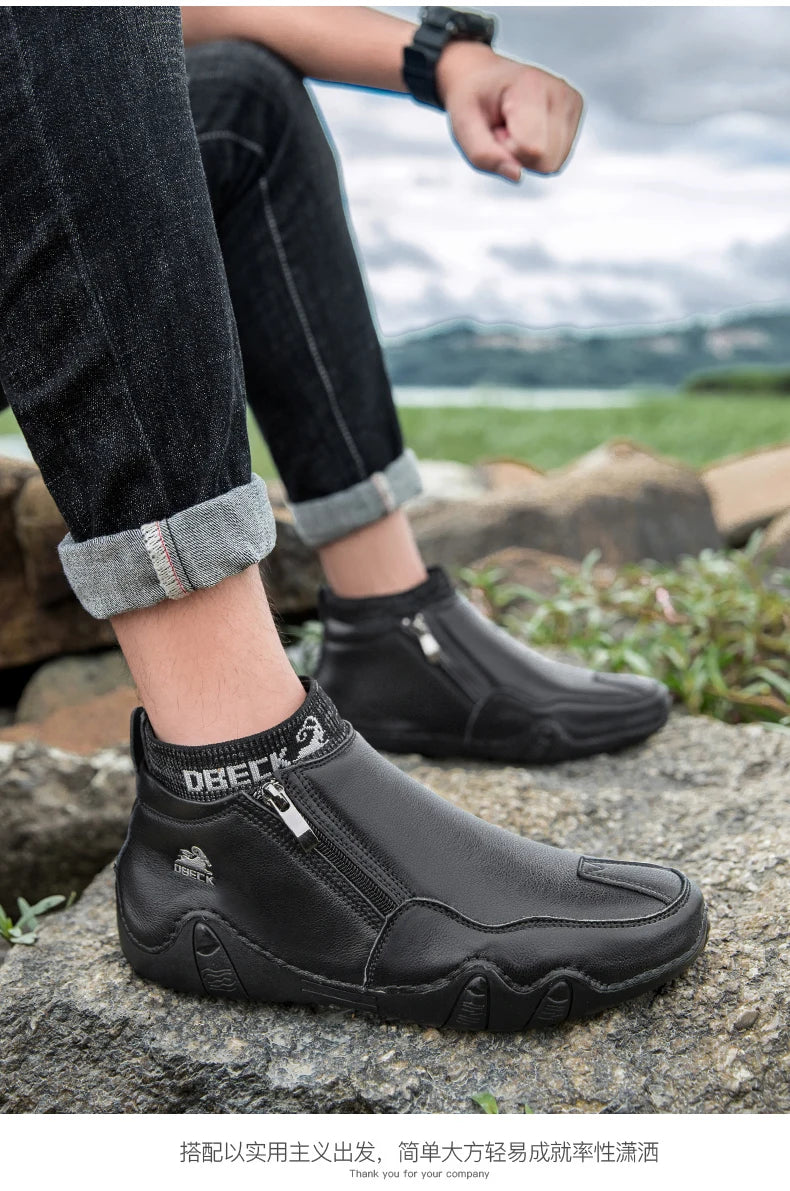 DBECK Men Sneakers Casual Shoes Male High Top Sneakers Winter Warm Designer Fashion Loafers Lace Up Shoes Men Ankle Boots