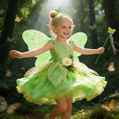 Summer Girls Tinkerbell Fairy Dresses Up for Girls Costume Kids Cosplay Flower Fairy Princess Clothes Christmas Party Outfit