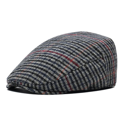Men's Herringbone Flat Ivy Newsboy Hat Wool Blend Gatsby Cabbie Cap