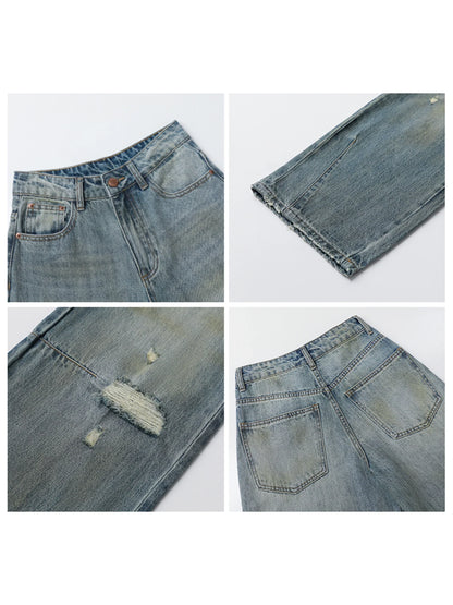 Retro Women's Jeans Loose Casual  New High Waisted Wide Legs Denim Pant Female Trousers Spring Autumn 2025