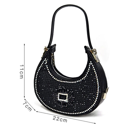 Elegant Nigerian Women’s Italian Design Black Heels and Handbag Set With Rhinestone Accents for Wedding and Party