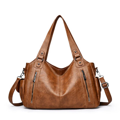 Pu shoulder bag fashionable temperament zipper opening design daily commuter handbag