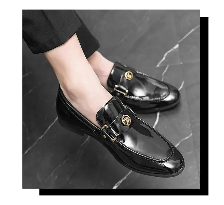 New Black Loafers Men Slip-On Round Toe Fashion Mens Dress Shoes Free Shipping Wedding Shoes for Men Size 38-47