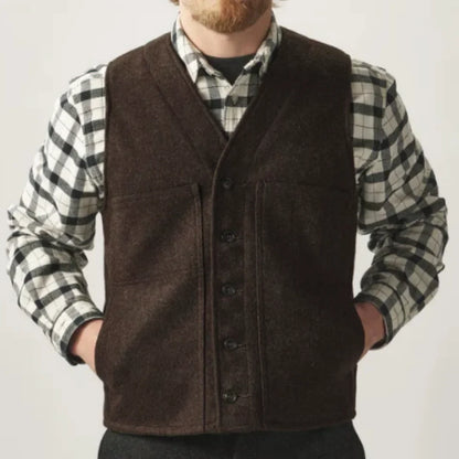 Men Vest Army Green Herringbone Single Button Waistcoat For Wedding Birthday Banquet Party Business Office Work Men Suit Vest