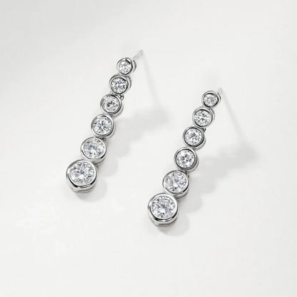 Round Bezel Set Graduated Round Cut Moissanite Stud Earrings Women S925 Silver Lab Diamond Drop Earring Ear Fine Jewelry