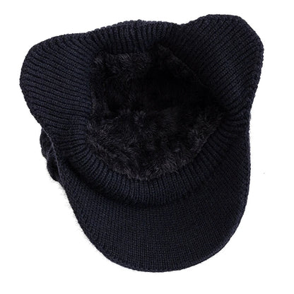 New Unisex Winter Hat Plush Fur Lined Warm Earflap Cap Stylish Soft Beanie Hat  Outdoor Thick Ski Sports Knitted Hat