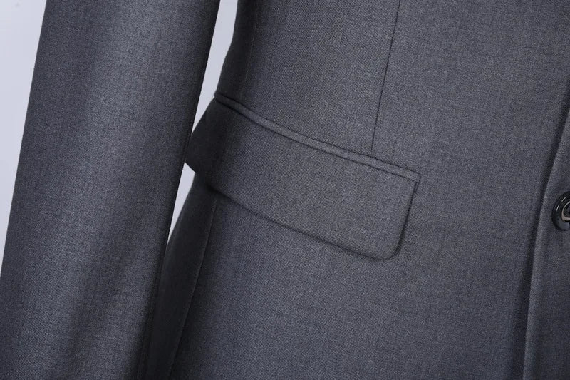 2026 Autumn Winter New Mens Soild Color Suit Jacket Single Breasted Men Business Casual Suit Coat Grey Blue Male Blazer Outwear