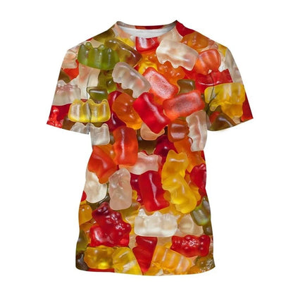 Summer Funny T-Shirts Lollipop Candy 3D Print Streetwear Men Women Casual Oversized Short Sleeve T Shirt Male Tees Tops Clothing
