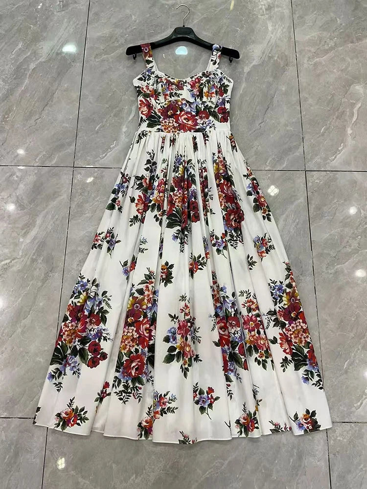2026 New Women's Dress Sexy Spaghetti Strap Backless Fashion Print Cotton Casual Holiday Dresses
