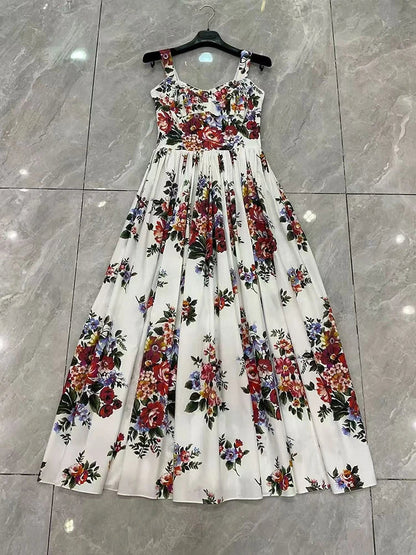 2026 New Women's Dress Sexy Spaghetti Strap Backless Fashion Print Cotton Casual Holiday Dresses