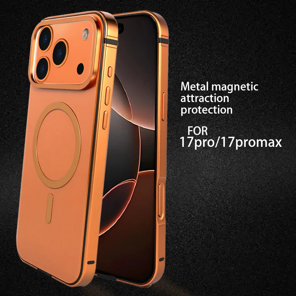 Magnetic Original Phone Case For iPhone 17 Pro Max 17Pro 16 15 Pro Max High End Metal Frame Anti Drop protective cover