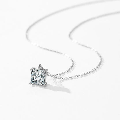 925 Sterling Silver Square Sparkling AAAAA CZ Pendant Necklace Platinum Plated Neck Chain for Wowen Weddng Fine Jewelry