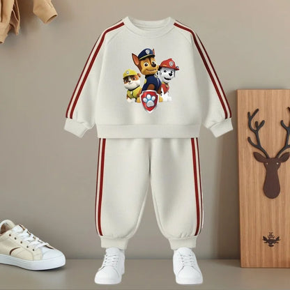 2026 Spring New Side Stripe Long Pant Sets for Kids O Neck Casual Hoodies and Trousers Two Piece Paw Patrol Boy Girls Tracksuit
