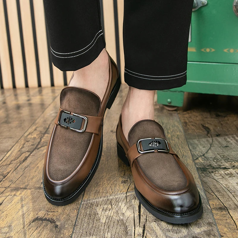 Brand High-quality Brown Loafers for Men Soft Comfortable Men's anti suede Formal Shoes Thick Soled Casual Leather Shoes Mo-2928