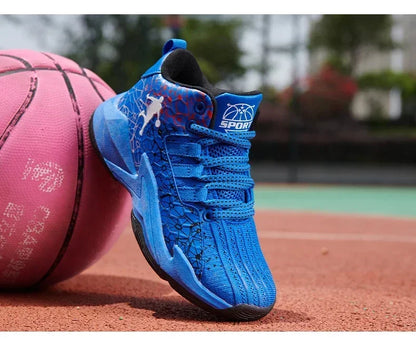 New Children's Sports Shoes Medium and Large Children's Mesh Boys Training Shoes Boys Basketball Footwear 2024 Spring and Summer
