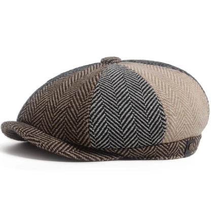 New Retro Herringbone Newsboy Cap For Men Autumn Winter Warm Beret Women Fashion Vintage Hat Hip Hop Female Flat Caps Berets