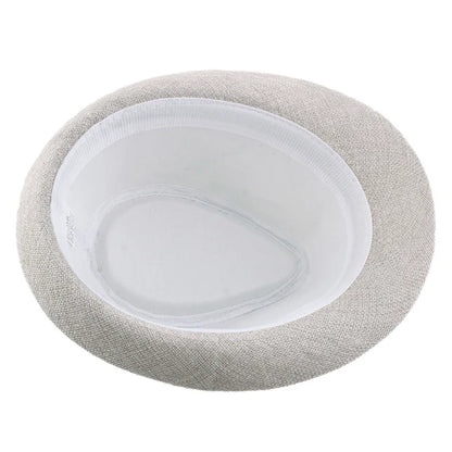 Middle Aged Linen Curled Jazz Hat Summer British Retro Top Hat Outdoor Plain Solid Linen Sun Visor Hat Party Fedoras Cap