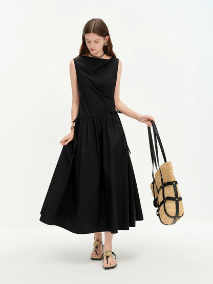 2026 Summer Women One Shoulder Asymmetrical Sleeveless Dress Plaid Check Midi Dress for Rebellious Prep & Vacation Style