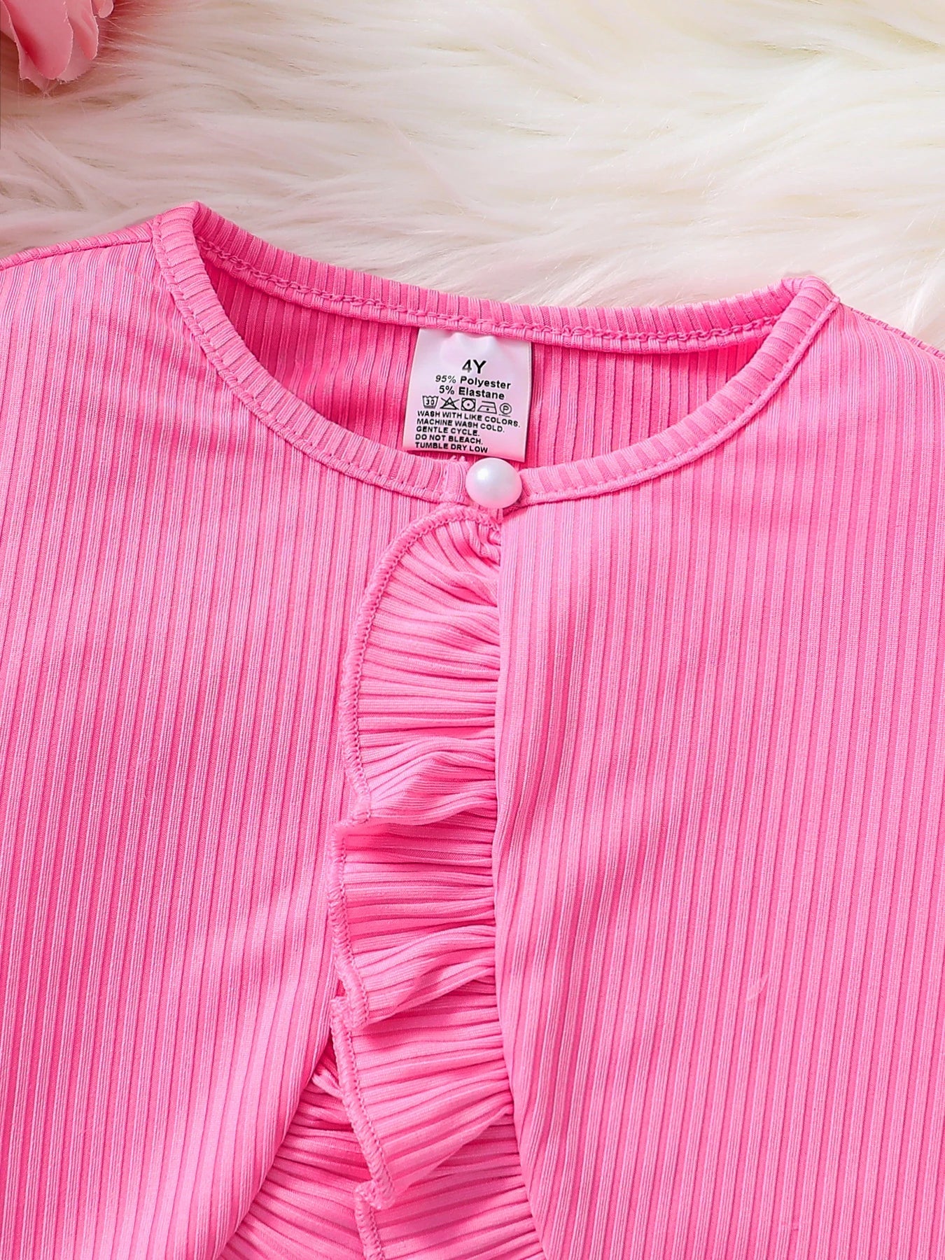 Children's Clothing Girl Autumn Fashion Casual Pink Floral Dress Set 2-Piece Set - Pink Round Neck Vest + Pink Floral Skirt
