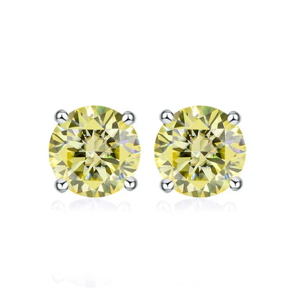 0.5ct 1ct 2ct Moissanite Stud Earrings for Women 925 Sterling Silver Pink Black Blue Grey Sparkling Lab Diamond Earring
