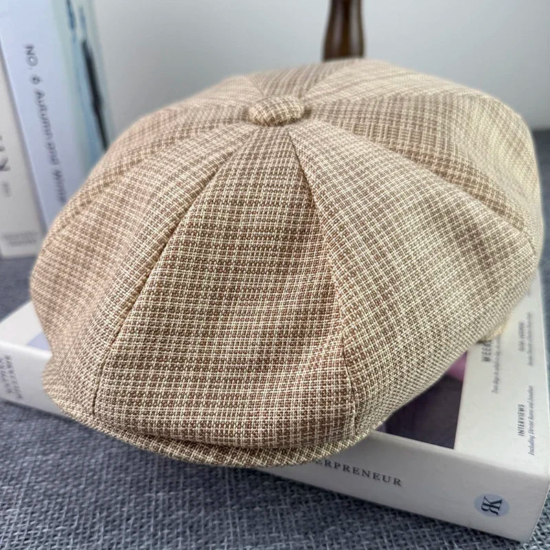 Summer Flax Newsboy Caps Breathable Octagonal Hat Men Women Berets Thin Casual Painter Caps Hats for Men