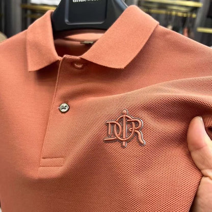 High end 100% cotton short sleeve T-shirt men's lapel top 2024 summer new designer brand embroidery fashion casual polo shirt