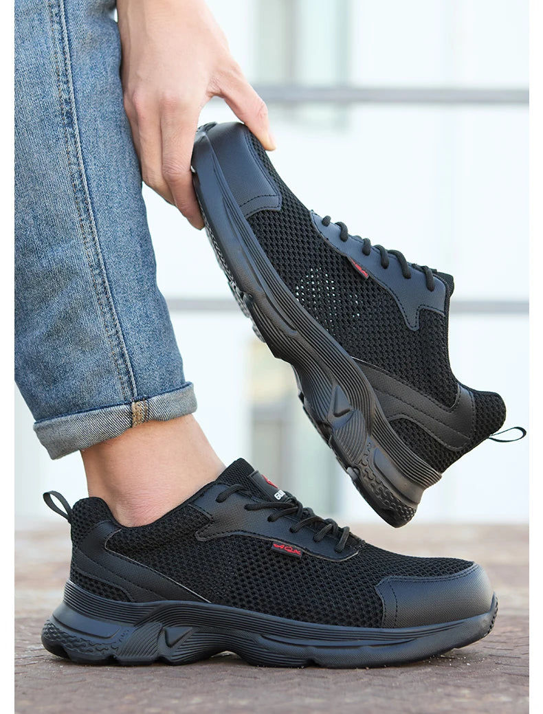anti puncture men safety shoes summer breathable mesh work shoes industrial plastic toe sneakers construction insulated shoes