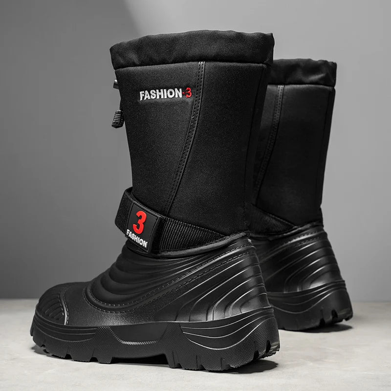 Men's New Snow Boots for Autumn and Winter, Fleece-Lined and Thickened, Cold-Proof, Outdoor Warm, Waterproof, Anti-Skiing, Hiking Boots