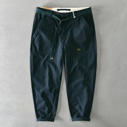 100 Cotton Men's Cropped Pants Trendy Straight Fit Cargo Trouser Male Ankle Length Korean Style Jappan Vintage Y2K Casual Khaki