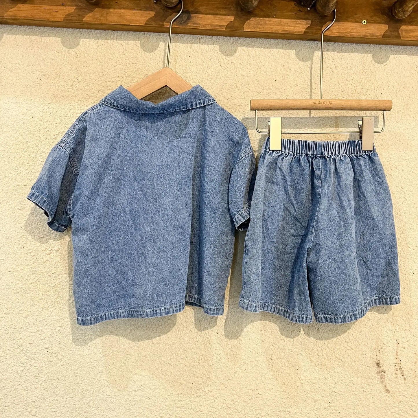 Summer Baby Girls Boys Cotton Alphabet Half Zip Denim T-Shirt Tops+Shorts Pant School Kids Tracksuit Child 2PCS Outfit 1-12Years