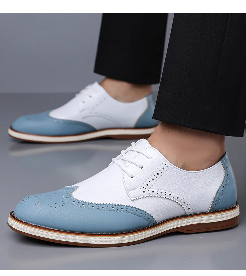 Men's Casual Business Leather Shoes Men Fashion Lace-up Derby Shoe Mens Light Comfortable Outdoor Driving Flats