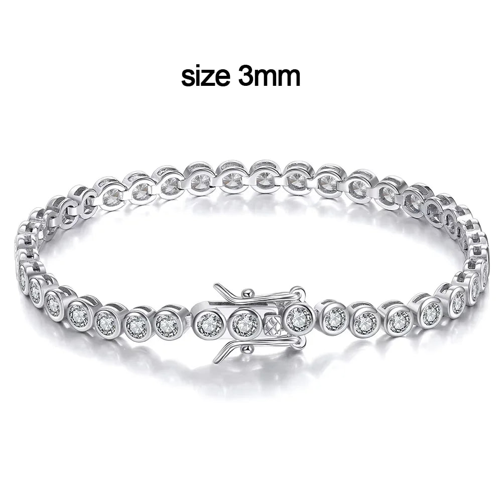D VVS1 Round Moissanite Tennis Bracelet Original s925 Sterling Silver Plated 18k Gold with GRA Bracelets for Women Man