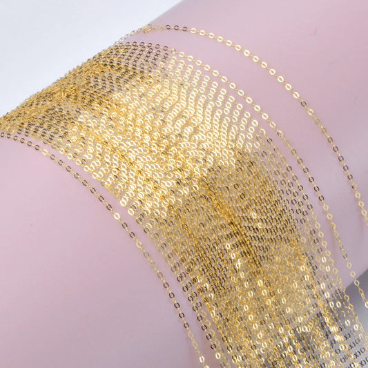 Real 18K yellow Gold Chopin Chain Necklace Au750 Fine Jewelry Wedding For Female Wedding Gift X269 22-9-14