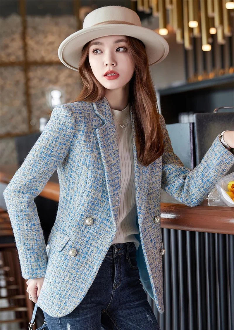 Female French Style Small Fragrant Wind Coarse Tweed Suit Jacket 2023 Spring New Women's High-end Sense Goddess Fan Small Suit