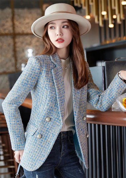 Female French Style Small Fragrant Wind Coarse Tweed Suit Jacket 2023 Spring New Women's High-end Sense Goddess Fan Small Suit