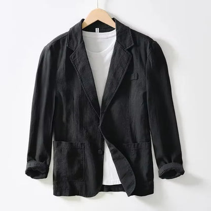 100% Cotton Breathable Men's Blazer Suit Jacket For Men Black Coat For Summer Business Lightweight Male Clothes 2024