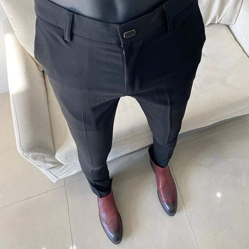 Summer Light Thin Men's Suit Pants 2026 New High Quality Men Formal Business Office Social Solid Color Slim Fit Casual Trousers
