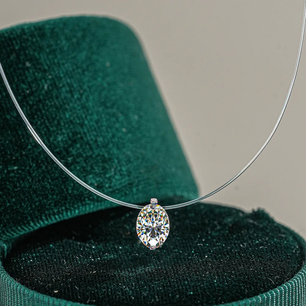 GRA Certified 1CT Marquise Cut Moissanite Pendant Necklace for Woman 925 Silver Fishing Line Water Drop Diamond Necklaces