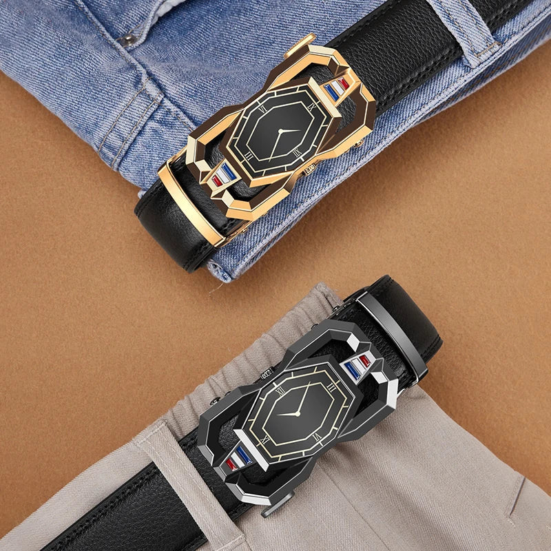 High quality fashion men's leather belt, adjustable automatic belt for men, business & casual male belt