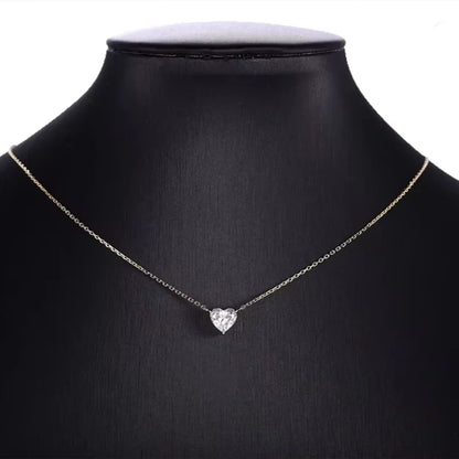 0.5-2CT Heart Cut Moissanite Solitaire Pendant Necklaces for Women 925 Sterling Silver Chains Fine Jewelry Gifts Collar