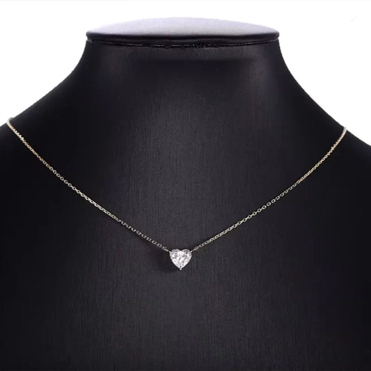 0.5-2CT Heart Cut Moissanite Solitaire Pendant Necklaces for Women 925 Sterling Silver Chains Fine Jewelry Gifts Collar