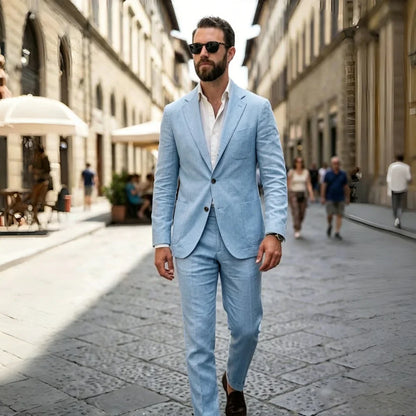 Linen Summer Suits for Men 2 Pieces Single Breasted Breathable Lightweight Jacket with Pants Tailor Made Wedding Tuxedo 2026