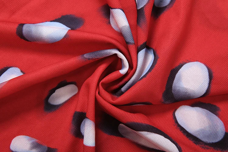 Music Festival Silk Scarf Strap Patchwork Dress Women Sexy Single-Breasted Full Sleeve Polka Dot Print Hottie Bodycon