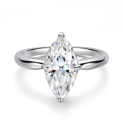 1CT 2CT 3CT Marquise Cut Moissanite Rings for Women Bride Classic Wedding Band 925 Sterling Silver Plated 18K Jewelry GRA