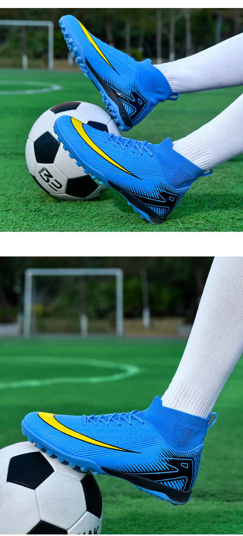 High Top Men Soccer Shoes Professional Football Boots Breathable Wear Resistant Training Match Sneakers Non Slip for Adult Sport