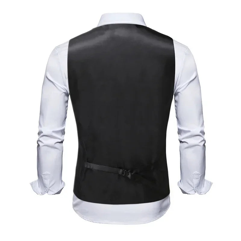 Red Men's Single Breasted V-Neck Sleeveless Vest Jacket, Wedding Party Vests, White Black Blue Green Waistcoat With tie and